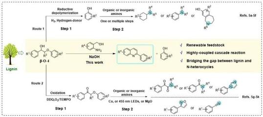 大化所张涛院士团队李昌志研究员/北化雷鸣教授Angew:木质素基喹啉衍生物定向制备